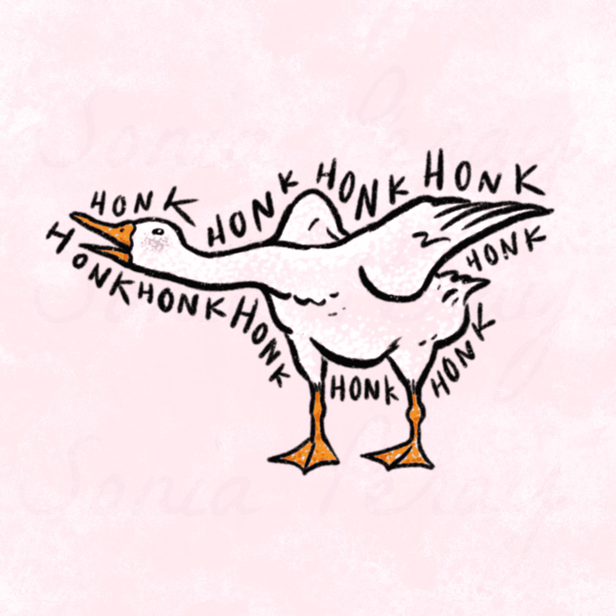 flash tattoo couleur une oie qui fait honk honk honk honk honk